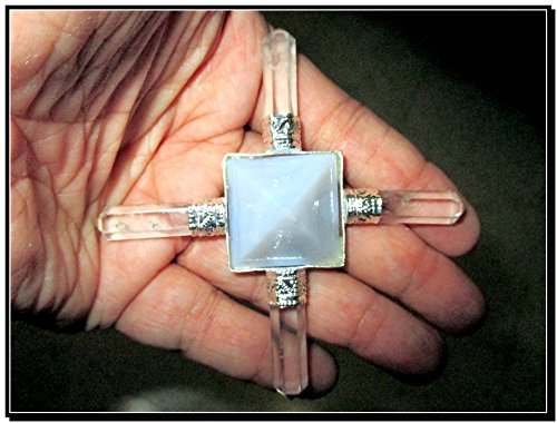 Jet International Exquisito nuevo Generador de energía de pirámide de ágata de encaje Cónico 4 puntos Wow Curación Reiki Generador de pirámide de regalo sagrado Punto de lápiz de cristal Programable