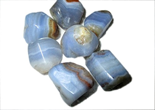 Jet International Wow Blue Lace Agate Tumbled Stone 100 gramos Aprox. La imagen original de 0.75"a 1" pulgada A con bolsa de terciopelo es SOLO una referencia