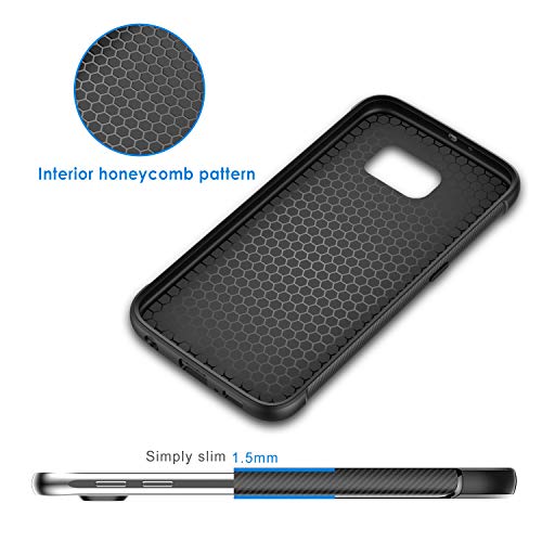 JETech Funda para Samsung Galaxy S6, Carcasa con Absorción de Impacto, Diseño de Fibra de Carbon, Negro