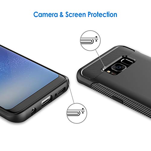 JETech Funda para Samsung Galaxy S8, Carcasa con Absorción de Impacto, Diseño de Fibra de Carbon, Negro