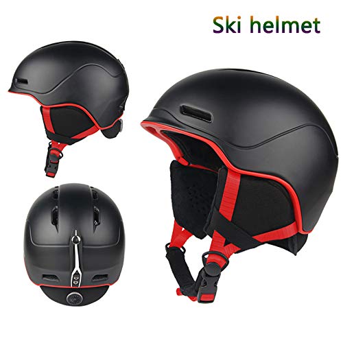 JFF Casco De Esquí para Ciclismo, Invierno, Nieve, Snowboard, Casco De Esquí, Compatible con Gafas De Esquí para Esquiar, Unisex, Ciclismo, Escalada,Negro
