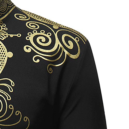 JiaMeng Blusa Blusa Blusa Top de Manga Larga con Estampado Africano Camisetas Hombre Manga Larga