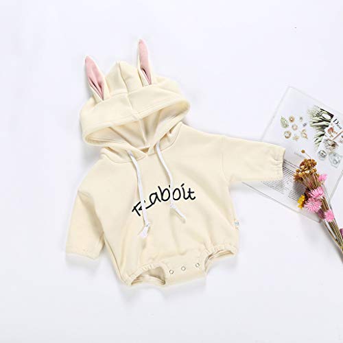 JiaMeng encapuchadas Manga Larga Camisetas Baby Rabbit Letter Sudadera Tops Romper Pullover Body con Capucha Sudadera para niño
