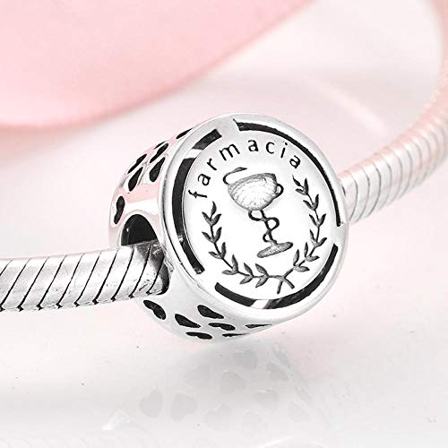jiao Auténticos encantos de Plata esterlina 925 Farmacia Signos encantos Granos Fit Original Charm Bracelet Jewelry Making