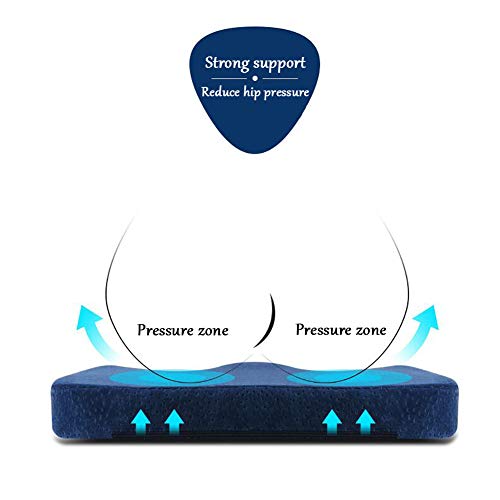 JiaQi Espuma de la Memoria Cojines de Asiento,Ortopédicos Cojín Silla Oficina,Antideslizante Cóccix La ciática Universal Lavable Cojín Silla para el Coche de-N 45x35x5cm(18x14x2inch)