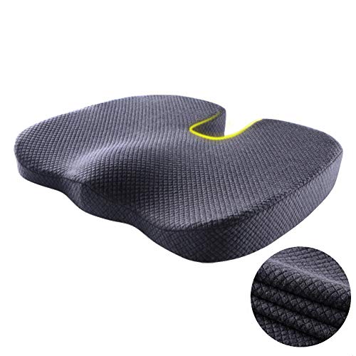 JiaQi Espuma de la Memoria Cojines de Asiento,Ortopédicos Cojín Silla Oficina,Antideslizante Cóccix La ciática Universal Lavable Cojín Silla para el Coche de-N 45x35x5cm(18x14x2inch)