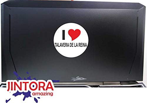 JINTORA - Adesivo/adesivo Auto I Love Heart - I Love Talavera DE LA Reina - JDM/Die Cut/OEM - Lunotto posteriore - Auto - portatile - esterno, Rotondo, misura: 80mm