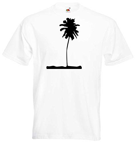 JINTORA Camiseta T-Shirt - Hombre Blanco - tamaño S - Palm Tree - Playa de Hawaii - JDM/Die Cut - para Fiesta Carnaval Carnaval Laboral Deportes