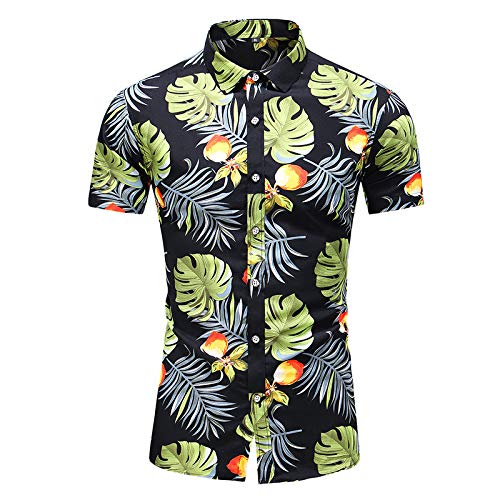 Jinyuan Camisa Hawaiana De Playa De Verano para Hombres 2020 Marca De Manga Corta Camisa Floral De Gran TamañO Ropa Casual De Vacaciones para Hombres Rojo XL