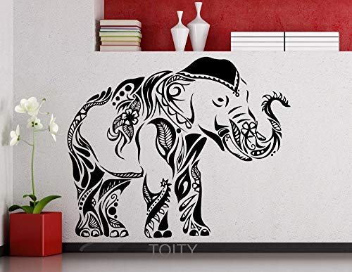 jiushivr los Angeles Pegatinas de Pared Elefante Indio Mehndi Namaste Home CreVinylPVC Autoadhesivo Adhesivo de Pared decalpostercm 74x91cm