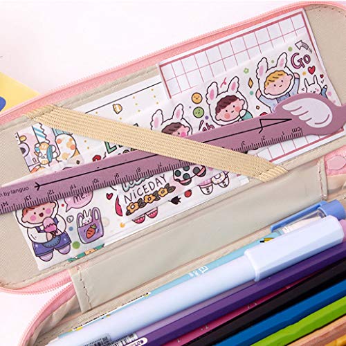 JJH Linda Bolsa de lápiz con Cremallera - Estuche de Almacenamiento de Gran Capacidad del lápiz, Bolso de la Pluma de la Caja de Regalo Oficina de la Escuela de Maquillaje (Color : Banana+Strawberry)