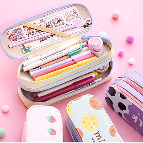 JJH Linda Bolsa de lápiz con Cremallera - Estuche de Almacenamiento de Gran Capacidad del lápiz, Bolso de la Pluma de la Caja de Regalo Oficina de la Escuela de Maquillaje (Color : Banana+Strawberry)