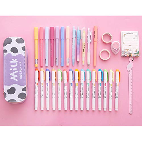 JJH Linda Bolsa de lápiz con Cremallera - Estuche de Almacenamiento de Gran Capacidad del lápiz, Bolso de la Pluma de la Caja de Regalo Oficina de la Escuela de Maquillaje (Color : Banana+Strawberry)