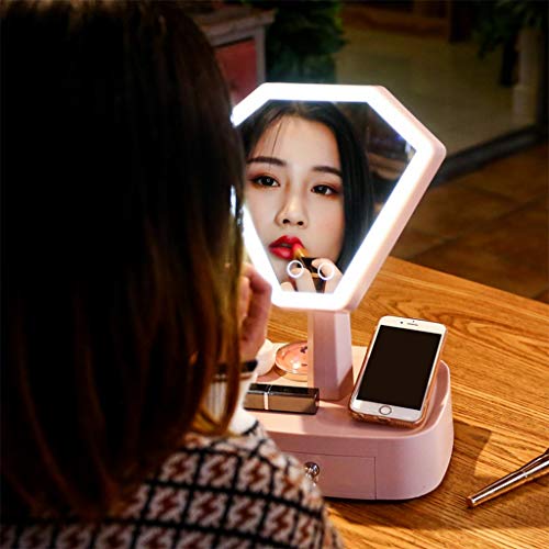 JKAD Espejo de Mesa,Lámpara de Espejo Maquillaje LED Lámpara de Cabecera Recargable Creativa Maquillaje Escritorio con Luz LE-G3 (Size : Ordinary Makeup Mirror)