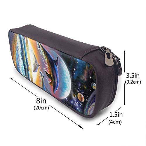 JKKSA High Capacity Pens Pencil Case Storage Pouch Zipper Makeup Bag Office Supplies for Drawing Painting Student Painter, Washable/Multi-Purpose, Dolphin Mural Fantastic Universal Dolphins