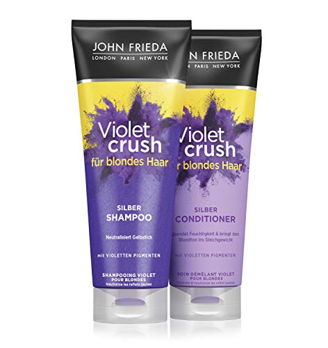 John Frieda Violet Crush – Acondicionador antiamarillas – Contenido: 250 ml – también contra tonos naranja – con pigmentos violetas
