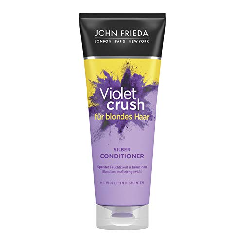 John Frieda Violet Crush – Acondicionador antiamarillas – Contenido: 250 ml – también contra tonos naranja – con pigmentos violetas