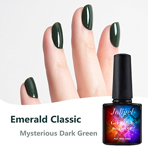 Joligel Esmaltes Gel Semipermanente UV LED de Uñas 10ml, Esmeralda Clásico Elegante de Invierno, Pintauñas en Gel para Manicura Pedicura Diseño de Uñas, Resina Sin Olor, Soak Off, Verde Oscuro