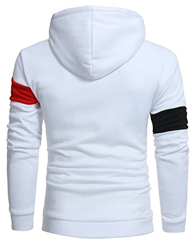 JOLIME Moda Sudadera con Capucha Asimétrico Rayas Hoodie Casual Deporte Outwear para Hombre Blanco M