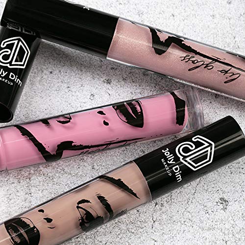 Jolly Dim Makeup - Brillo de labios Rose Glitter 6, no pegajoso