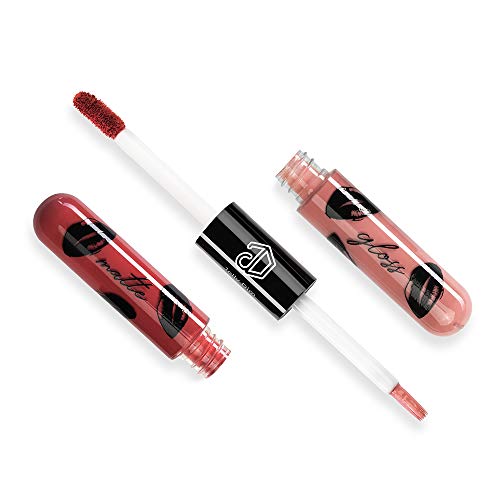 Jolly Dim Makeup - Matte & Gloss Lip Duo - Classy 5. 2 en 1: color de labios Sangría 5 + brillo de labios Marrón 2. Set DÚO para labios