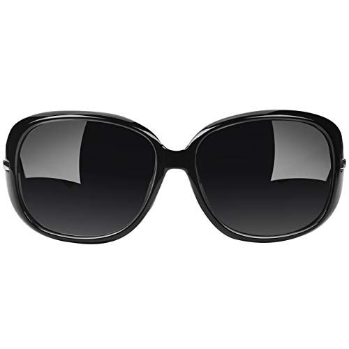 Joopin Gafas de Sol Mujer Moda Polarizadas Protección UV400 de Gran Tamaño Gafas de Sol Señoras (Negro)