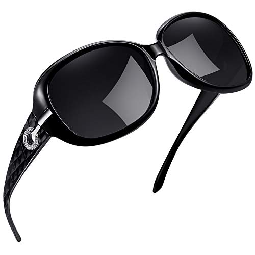 Joopin Gafas de Sol Mujer Moda Polarizadas Protección UV400 de Gran Tamaño Gafas de Sol Señoras (Negro)