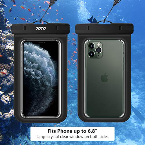 JOTO - Funda Impermeable Universal para iPhone 11 Pro MAX XS MAX XR X 8 7 6S Plus SE, Galaxy S20 Ultra S20+ S10 Plus S10e S9 Plus S8/Note 10+ 9, Pixel 4 XL hasta 6,8 Pulgadas - Negro