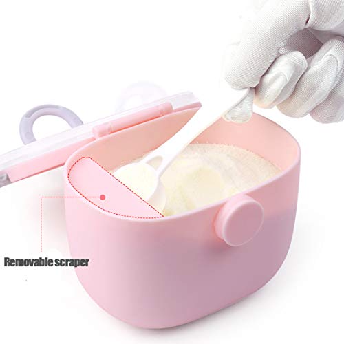 Joyfeel's Store Leche en polvo Almacenaje Leche en polvo Dispensador Portátil Leche en polvo Contenedor Caja Comida Bocaditos Almacenamiento de frutas con nivelador 500 ML (Rosa #2)