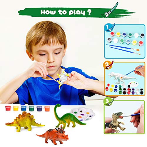 Joyjoz Juego de Arte Manualidades para Niños - Juguetes de Dinosaurio 3D de 38 Piezas, Regalo de Cumpleaños y de Navidad para Niños y Niñas