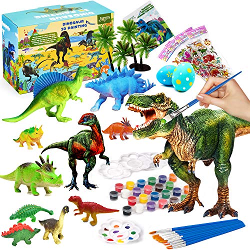 Joyjoz Juego de Arte Manualidades para Niños - Juguetes de Dinosaurio 3D de 38 Piezas, Regalo de Cumpleaños y de Navidad para Niños y Niñas