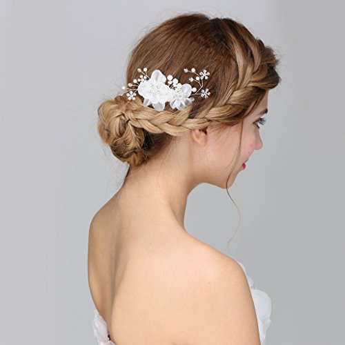 joyMerit Dulce Flor De Perlas De Cristal Floral Pelo Peine Diapositivas Boda Novia