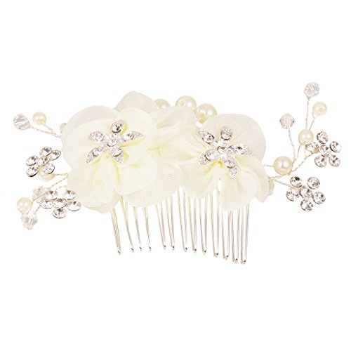 joyMerit Dulce Flor De Perlas De Cristal Floral Pelo Peine Diapositivas Boda Novia