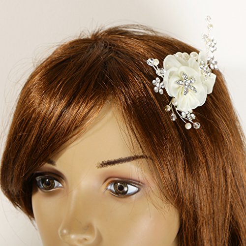 joyMerit Dulce Flor De Perlas De Cristal Floral Pelo Peine Diapositivas Boda Novia