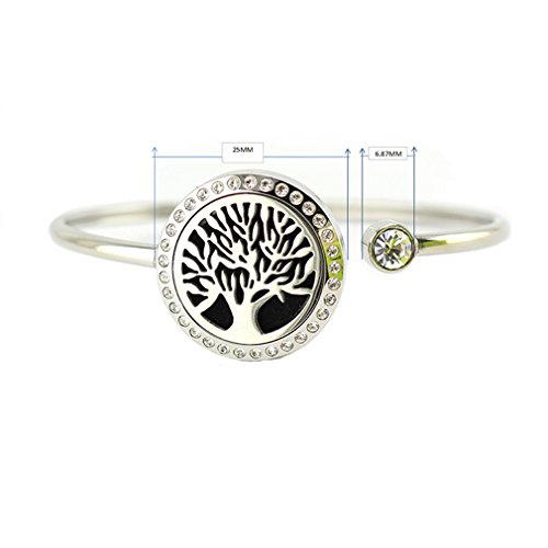 joymiao Pulsera de difusor de Aceite Esencial - Acero Inoxidable aromaterapia medallón Pulseras - niñas Mujeres Conjunto de Regalo de joyería y 8 Almohadillas
