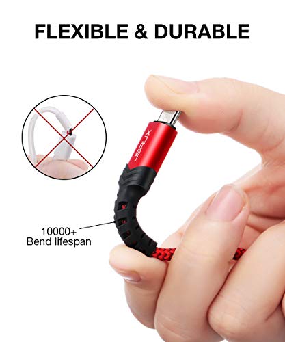JSAUX Cable Micro USB [2PC,2M] 3A Duradero Cable USB Micro USB Nylon Trenzado Carga Rápida y Sincronizació Compatible con Android,Samsung Galaxy S7 S6 J5 J7,Xiaomi,Huawei,Sony,Nexus-Rojo
