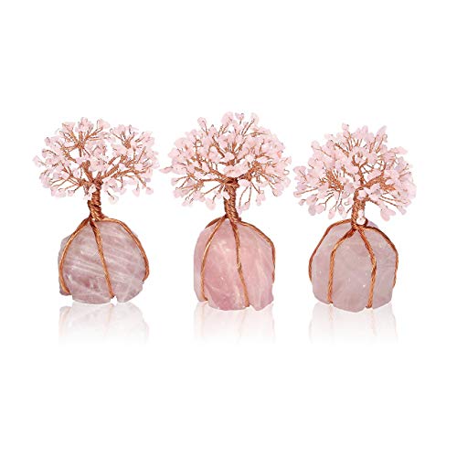 JSDDE - Árbol de la vida con piedras de cristal natural, adorno de árbol de la vida, adorno curativo de Reiki, decoración Feng Shui con piedras preciosas, cristal, Cuarzo rosa.