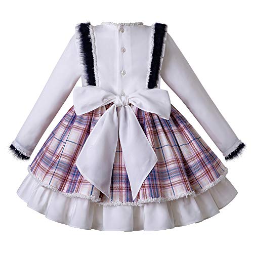Ju petitpop Conjunto de Ropa de otoño para niñas Top a Checked de Manga Larga y Vestido de Dos Capas con Sombreros para 12 años