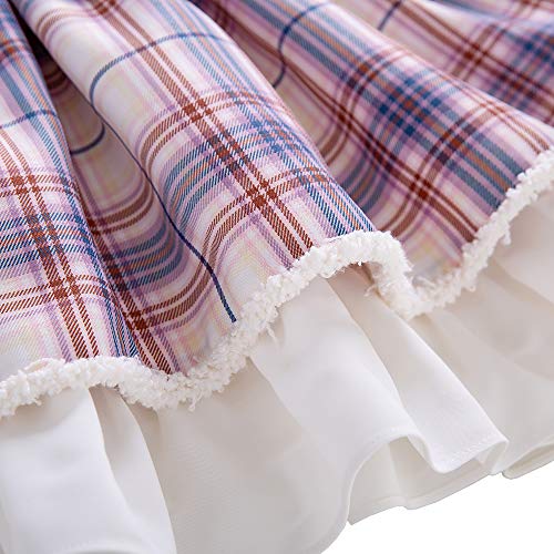 Ju petitpop Conjunto de Ropa de otoño para niñas Top a Checked de Manga Larga y Vestido de Dos Capas con Sombreros para 12 años