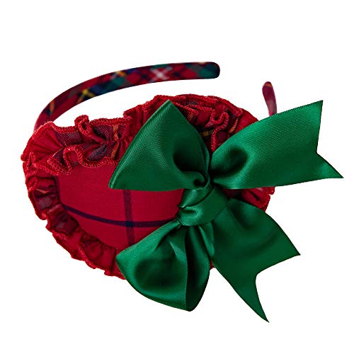 Ju petitpop Vestido de niña con Manga de Piel sintética de Rejilla roja Conjuntos de Invierno con Diadema