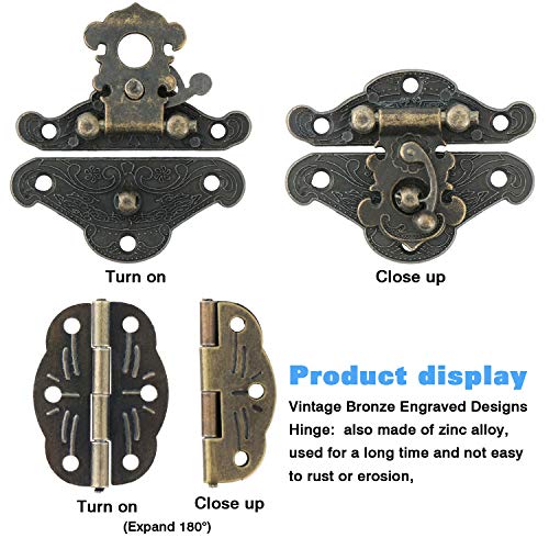 Juego de 10 cierres de madera para armario, diseño retro, con 20 bisagras en forma de mariposa con 180 tornillos
