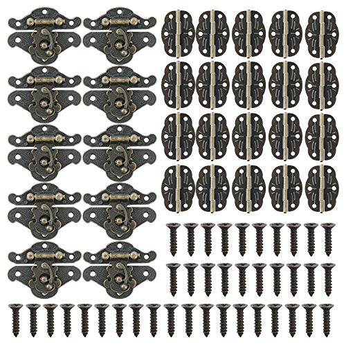 Juego de 10 cierres de madera para armario, diseño retro, con 20 bisagras en forma de mariposa con 180 tornillos