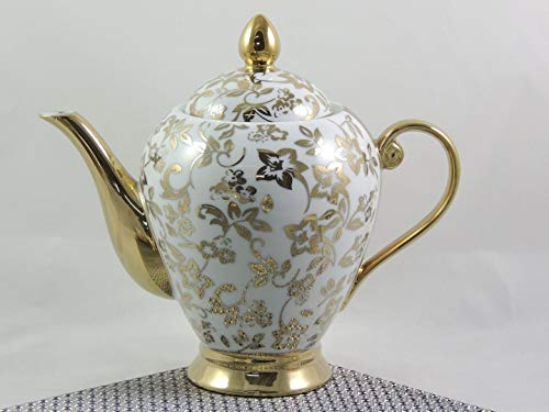 Juego de 15 piezas de porcelana para café, color dorado