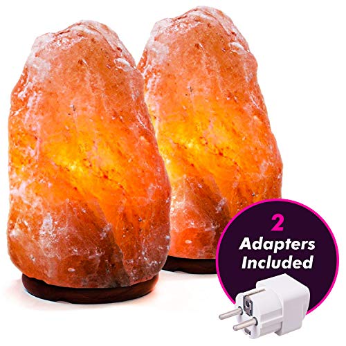 Juego de 2 lámparas de Sal del Himalaya - Dos Adaptadores Plugs UK to European EU (España)