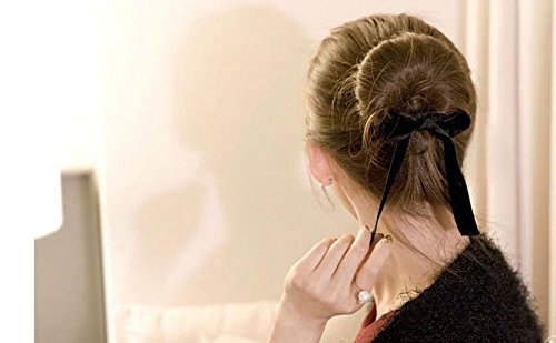 Juego de 3 accesorios para el pelo para mujeres y niñas, color negro + rojo + rosa con lazo esponja para hacer moños y moños