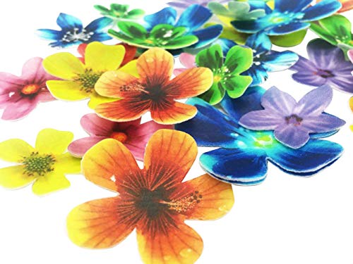 Juego de 30 flores comestibles para cupcakes, adornos de tartas de boda o cumpleaños, de diferentes tamaños y colores