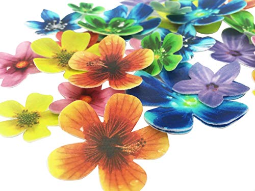 Juego de 30 flores comestibles para cupcakes, adornos de tartas de boda o cumpleaños, de diferentes tamaños y colores