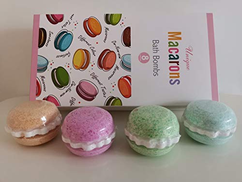 Juego de 8 bombas de baño de Macarons de Unique, como regalo para mujeres, en elegante caja de regalo, con fórmula especial para más espuma