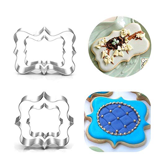 Juego de 8 moldes de acero inoxidable para hacer galletas con marco, cuadrados, ovalados, rectangulares, para fondant y tartas, para fiestas o bodas