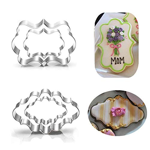 Juego de 8 moldes de acero inoxidable para hacer galletas con marco, cuadrados, ovalados, rectangulares, para fondant y tartas, para fiestas o bodas